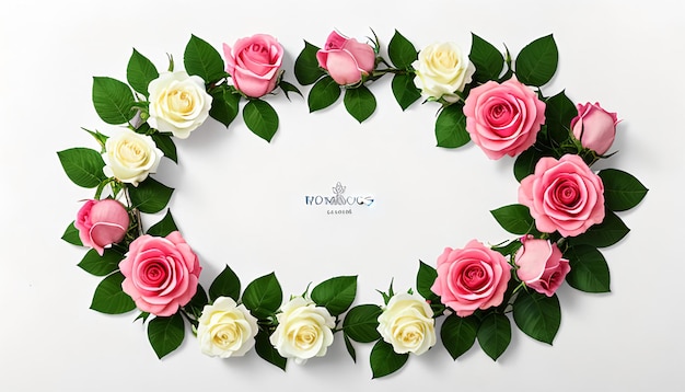 Roses and flowers on a white background