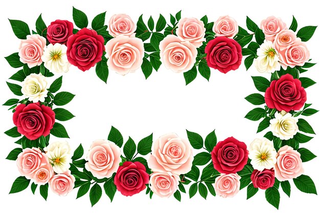 Roses and flowers on a white background