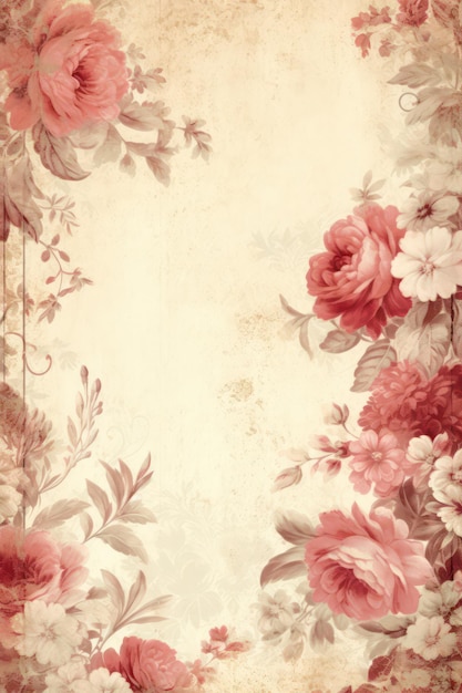 roses lacy frame single page faded mute color background hyper detailed