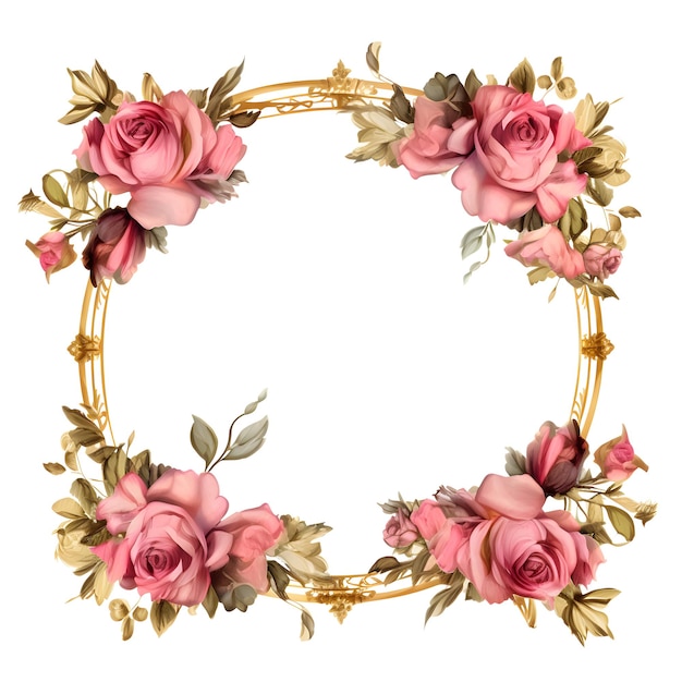 Roses and leaf Decorative Ornamental Frame Antique Elegant Retro Royal Luxury