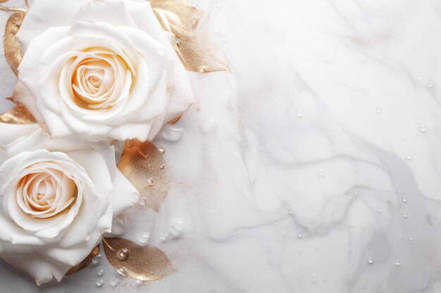 Roses on Marble with Copy Space