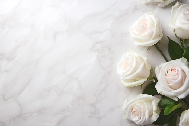 Roses on Marble with Copy Space