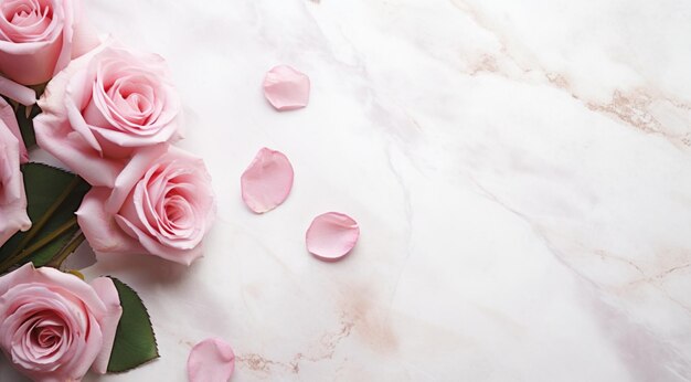 Roses on Marble with Copy Space