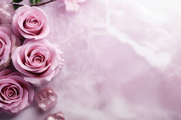 Photo roses on marble with copy space