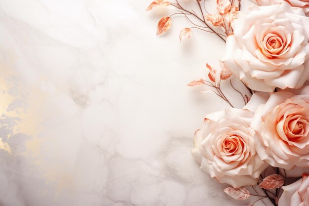 Roses on Marble with Copy Space