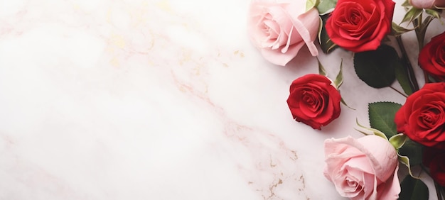 Roses on Marble with Copy Space