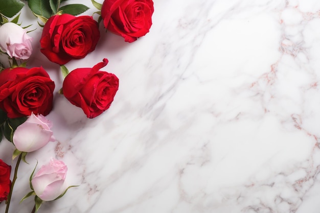 Roses on Marble with Copy Space