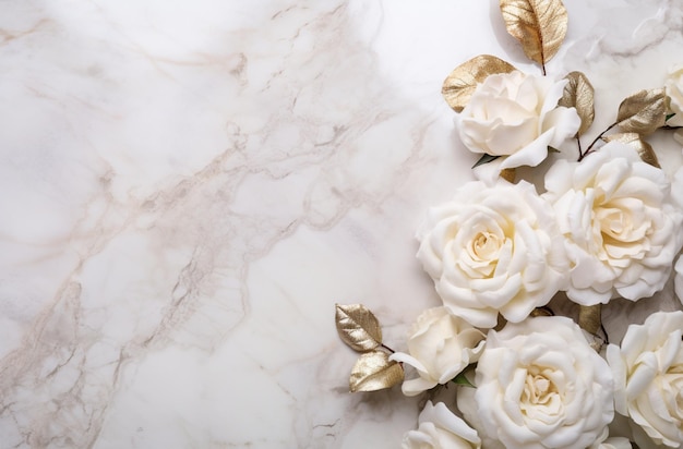 Roses on Marble with Copy Space