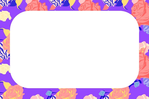 roses png purple floral frame rectangle shape on transparent background