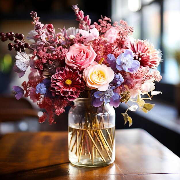 Roses in a red vase generated by AI