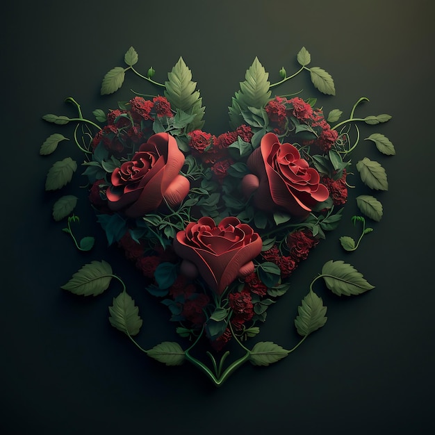 roses render in shape of a heart