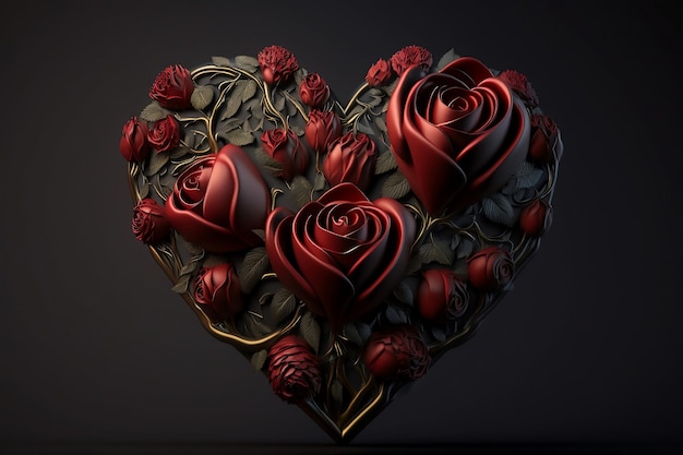 roses render in shape of a heart