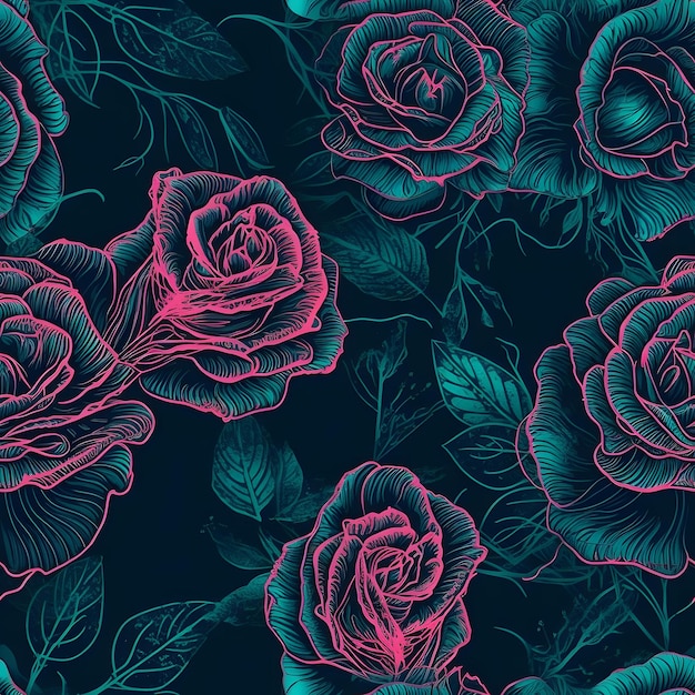 Roses seamless tile texture Generative AI