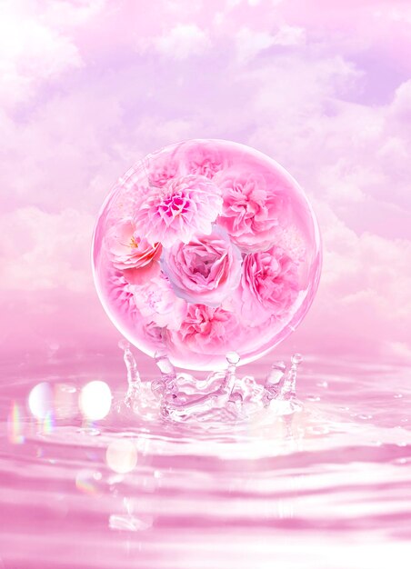 roses serum for cosmetics background