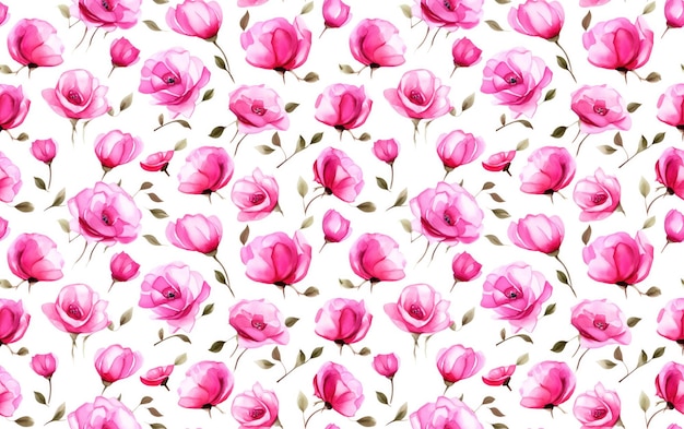 Roses Watercolor Seamless Pattern Background