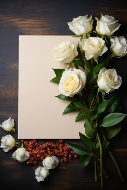 Roses on a White Background with space for Text