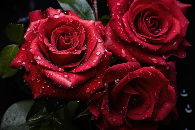 Roses with water drops