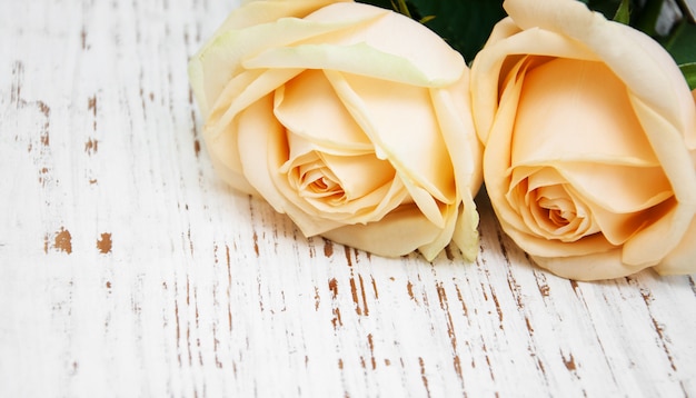 Roses on a wooden table