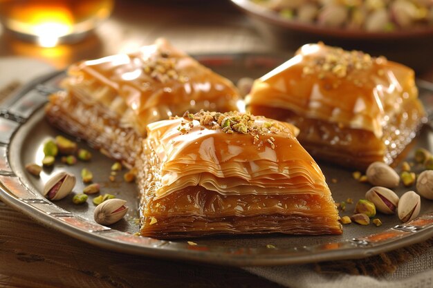 Rosewater and pistachio baklava