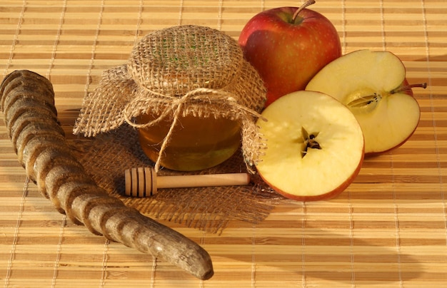 Rosh HaShanah holiday. Celebrating attributes - apples, honey