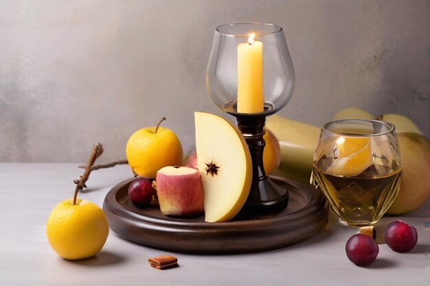 Rosh hashanah jewish New Year holiday concept Traditional symbols