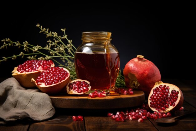 Rosh Hashanah Joodse Nieuwjaar honing granaatappel appel