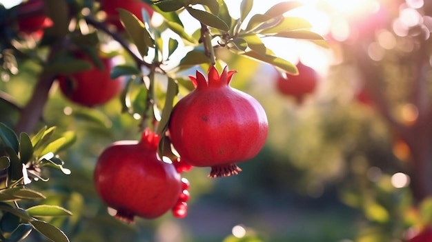 Rosh Hashanah Poster Design with Pomegranate in the Tree Jewish New Year holiday