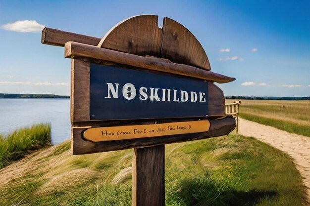 Photo roskilde wooden sign on a beautiful day