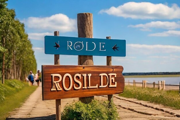 Photo roskilde wooden sign on a beautiful day