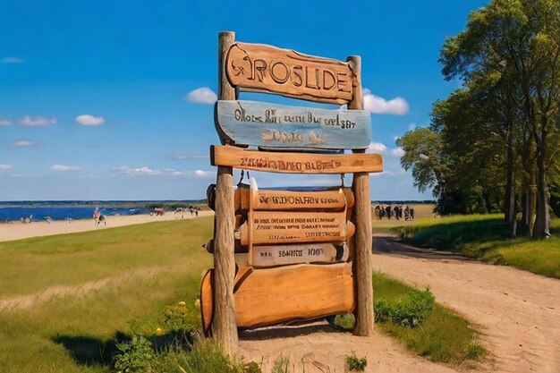 Photo roskilde wooden sign on a beautiful day