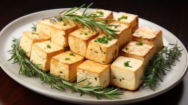 Photo rosted tofu isolated on white background uhd wallpaper