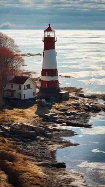 Rostov on Dons coastal gem a white and red picturesque lighthouse Vertical Mobile Wallpaper