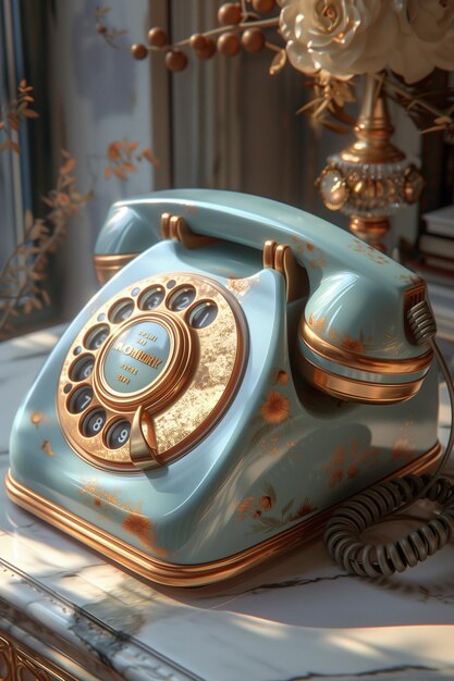 Foto rendering 3d del telefono a marcatura rotativa generato da ai illustrazione di alta qualità