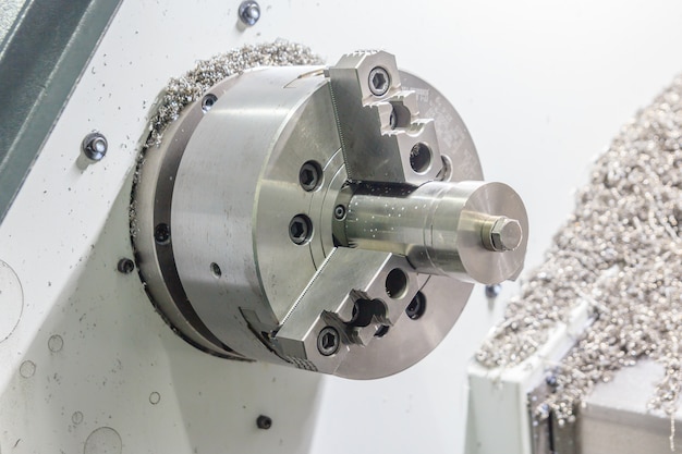 Rotating brilliant part of an automated lathe for machining of metal parts