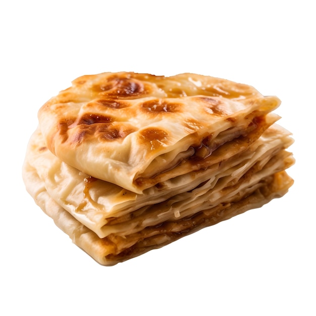 A Roti Canai flatbread isolate on white background