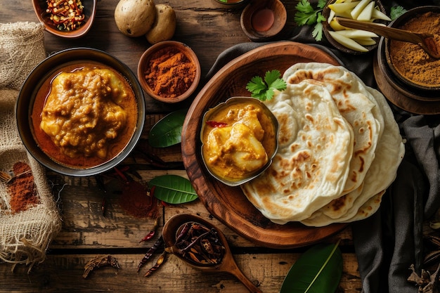 Photo roti canai served with curry