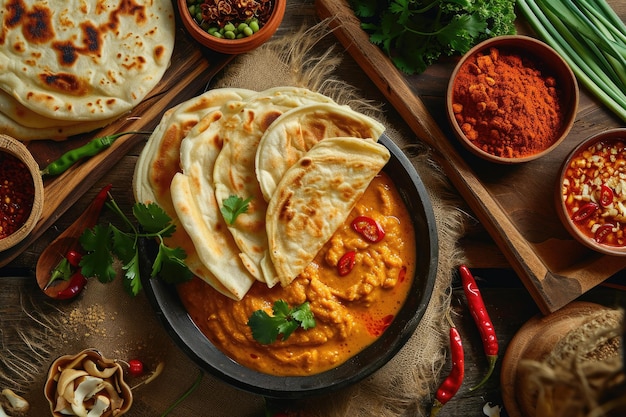 Photo roti canai served with curry