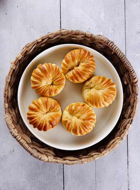 Roti coklat or wool roll bread Homemade sweet buns with chocolate filling