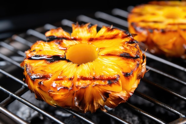 Rotisserie-ananas met gekarameliseerde randen op de grill