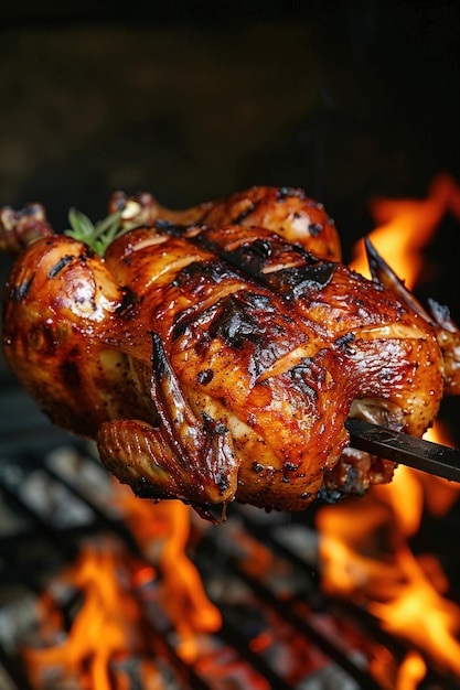 Photo rotisserie chicken fireroasted