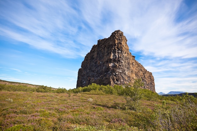 Rotsachtige berg in het veld