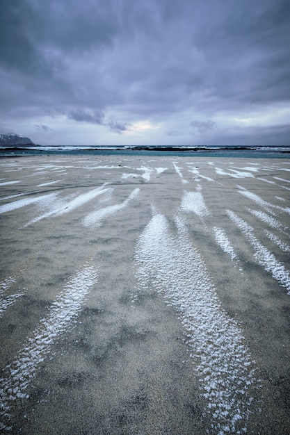 Rotsachtige kust van fjord in Noorwegen