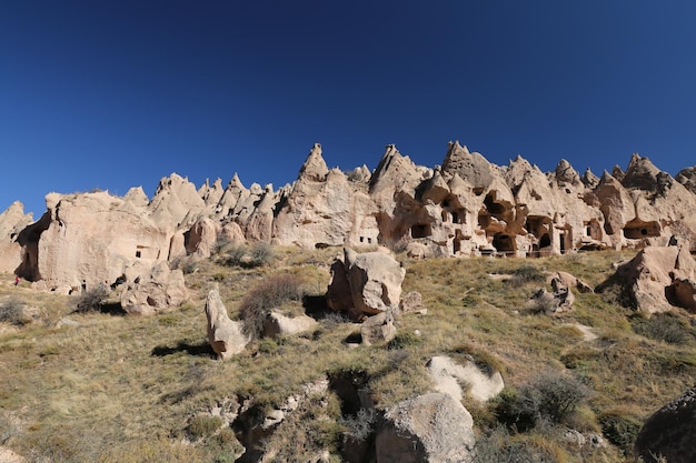 Rotsformaties in Zelve Valley Cappadocië Nevsehir Turkije