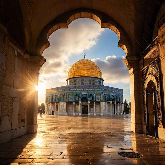 Foto rotskoepel of qubbat als sakhra in de masjid al aqsa