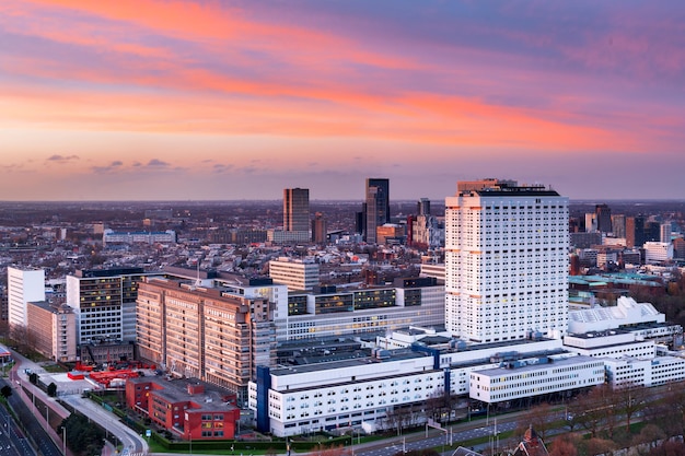 Rotterdam Netherlands City Skyline at Dusk