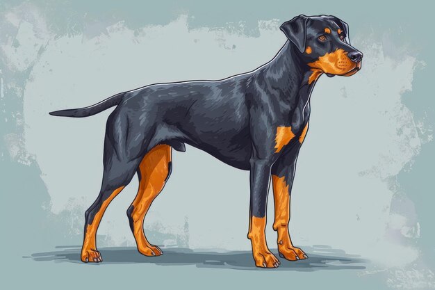Photo rottweiler dog cartoon style illustration of a purebred dog