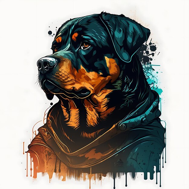 Foto stile artistico del personaggio del cane rottweiler