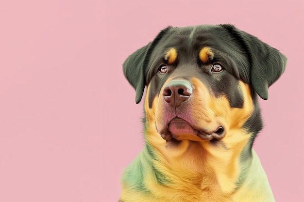 Rottweiler dog portrait in pastel colors Generative AI