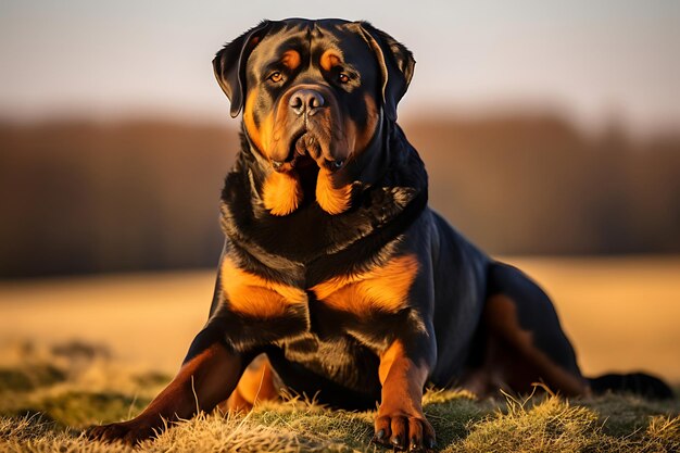 Rottweiler in the Snowy Landscape