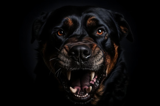 Photo rottweiler with a fierce demeanor